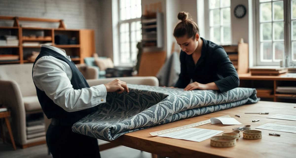 Pattern repeat measurement for upholstery fabric calculations Upholstery professional measuring pattern repeat on fabric to prevent shortfall on patterned upholstery jobs