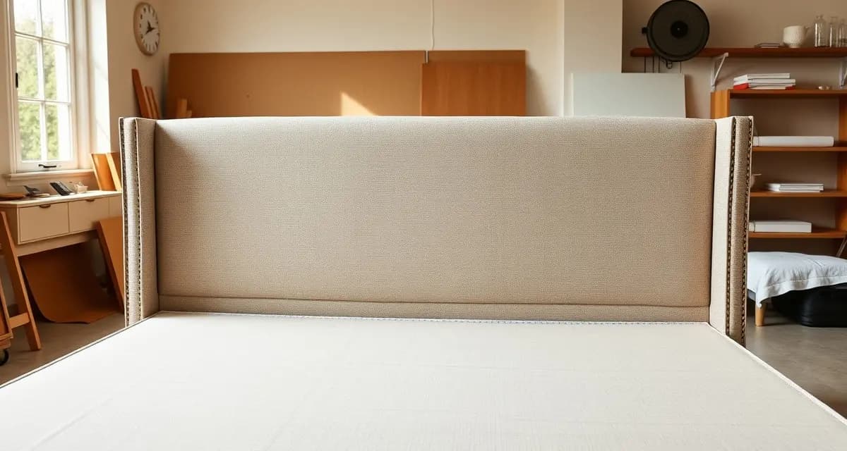 Fabric yardage guide for bed headboards and footboards Upholstered bed headboard and footboard showing fabric yardage calculation and pattern matching for complete bedroom furniture project