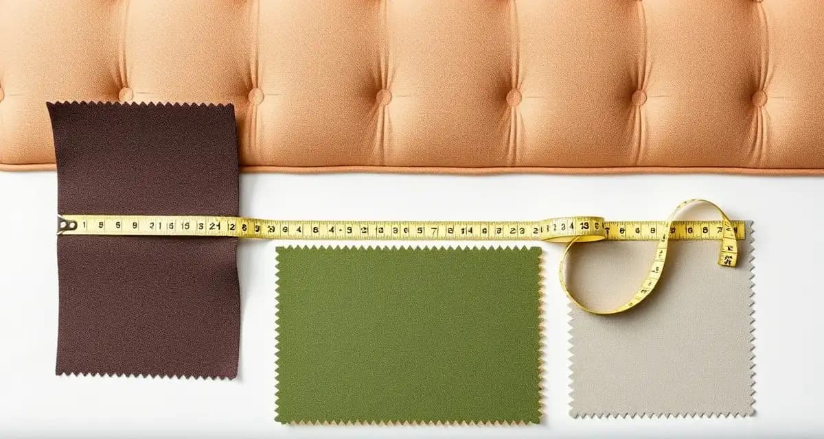 Bench fabric estimation and welting measurements Fabric yardage calculator for upholstered benches showing measurement tape and welting trim requirements