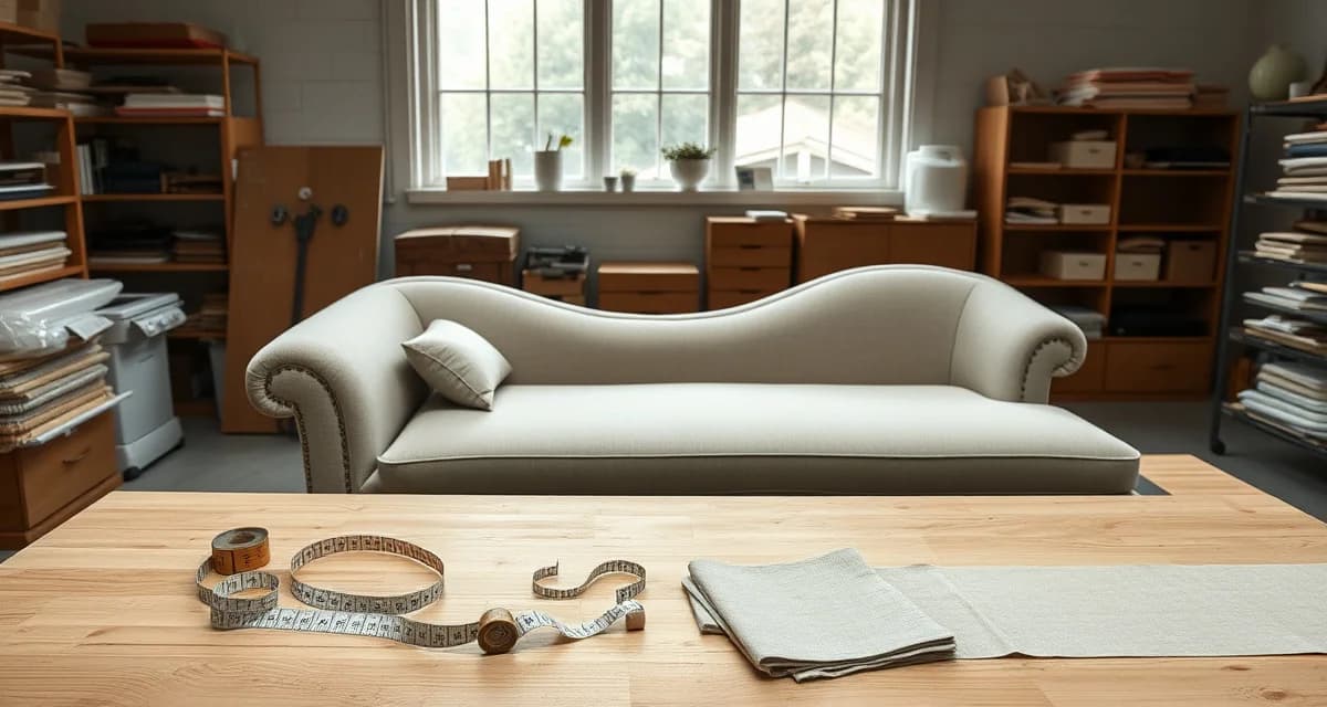 Professional fabric measurement guide for chaise lounges Fabric yardage calculator tool for chaise lounge upholstery showing measurement sections and pattern repeat considerations