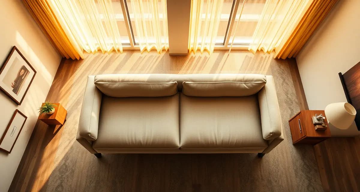 Daybed fabric yardage guide for double-sided upholstery Double-sided daybed with symmetrical upholstery on front and back panels positioned in room center, showing full fabric coverage calculation.