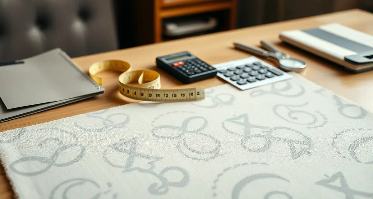 Fabric yardage calculation tool interface Digital fabric yardage calculator tool for upholstery shops showing measurements and fabric calculations on tablet screen