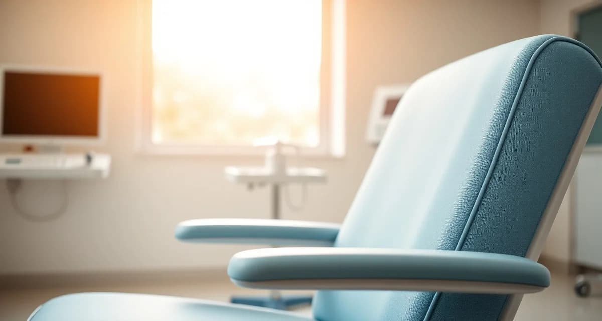 Healthcare seating fabric requirements for hospital chair reupholstery Hospital chair with blue upholstery fabric showing quality seams and healthcare-grade material for medical facility reupholstering projects.