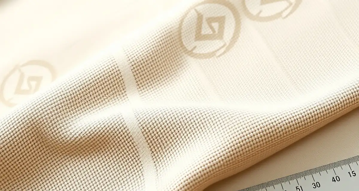 Jacquard pattern repeat measurement for upholstery Close-up of jacquard fabric showing large pattern repeat and alignment for accurate yardage calculation in upholstery projects.