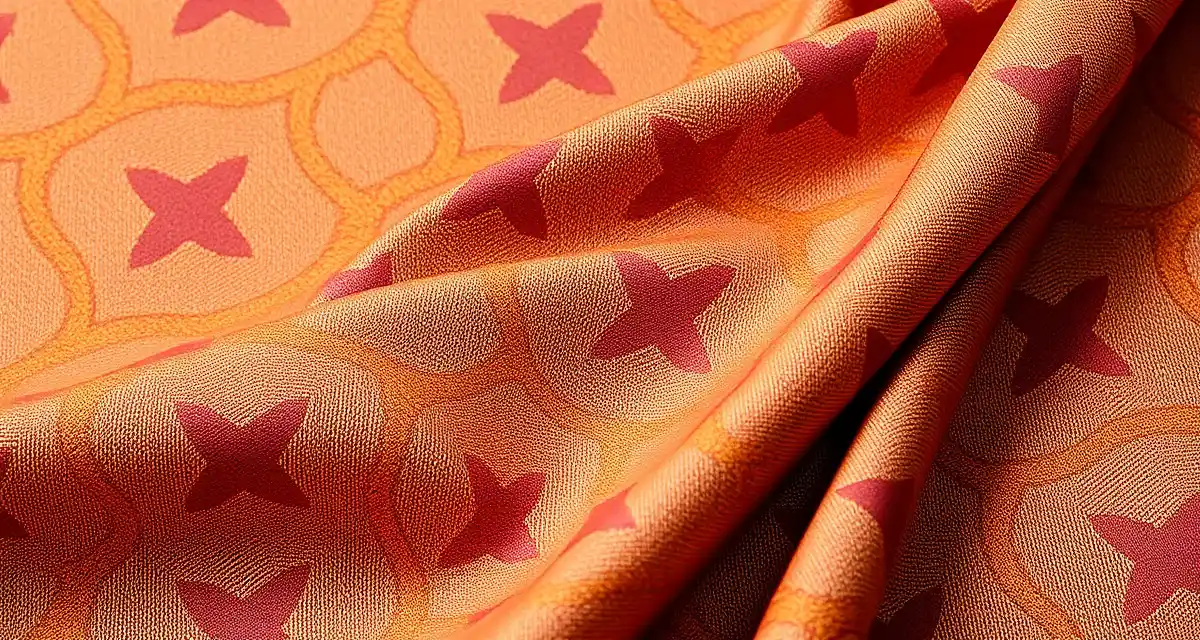 Jacquard fabric pattern alignment example Detailed jacquard upholstery fabric showing aligned geometric woven pattern with intricate repeat design in jewel tones