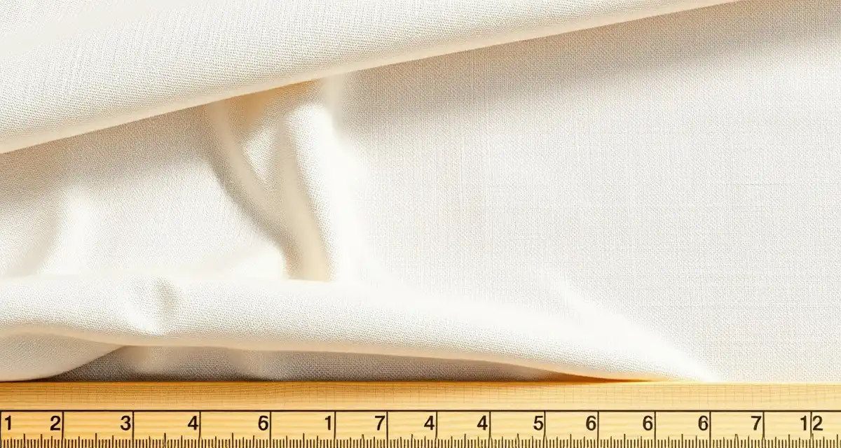 Linen shrinkage measurement reference guide Linen fabric yardage calculator tool showing shrinkage buffer measurement for upholstery projects with 3-5% adjustment