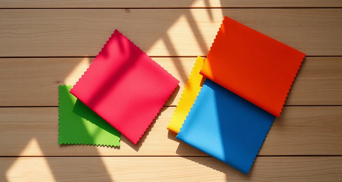 Solution-dyed outdoor fabric durability comparison Outdoor upholstery fabric swatches showing solution-dyed vs piece-dyed color retention comparison for professional furniture selection