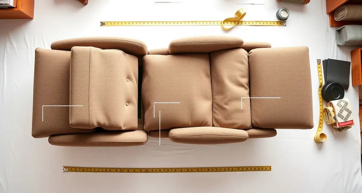 Complete recliner upholstery panel breakdown Diagram of recliner fabric panels showing all 12-16 pieces including back flap, side mechanisms, and seat for yardage calculation.