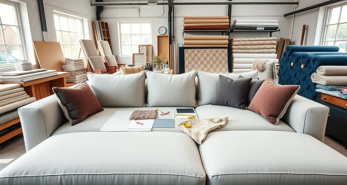 Measuring fabric requirements for sectional reupholstery Sectional sofa with fabric measurement and yardage calculation tools for reupholstery projects