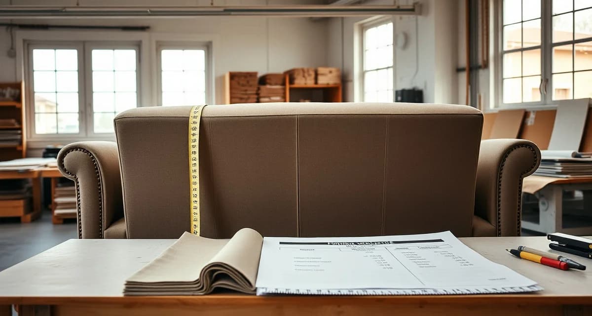 Sofa fabric yardage calculation demonstration Upholsterer measuring sofa back panel fabric yardage showing inside and outside back construction details