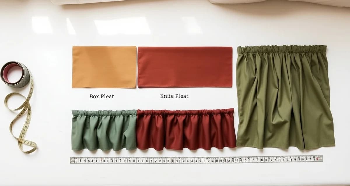 Sofa Skirt Pleating Styles and Fabric Yardage Reference Sofa skirt fabric yardage comparison showing box pleat, knife pleat, and gathered pleat styles with measurement guides for upholstery estimation.