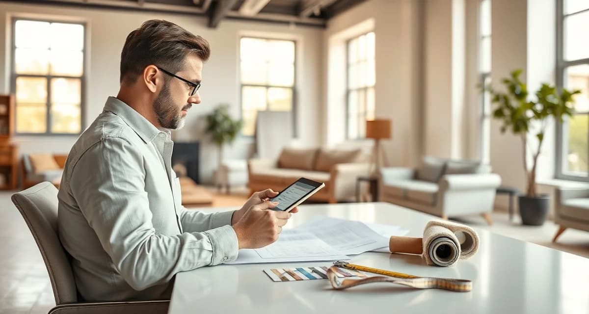 Fast upholstery estimate generation tool Upholstery shop manager using estimate calculator software on tablet to generate quick furniture reupholstering quotes