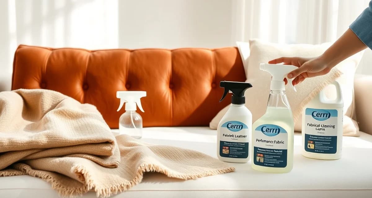 Fabric-specific upholstery cleaning techniques Guide showing proper cleaning methods for different upholstery fabric types including velvet, leather, linen, and performance fabrics