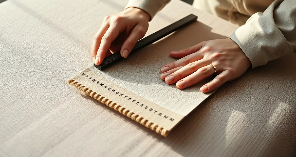 How to identify and measure fabric grain for upholstery work Upholstery professional measuring fabric grain direction before cutting material for furniture project