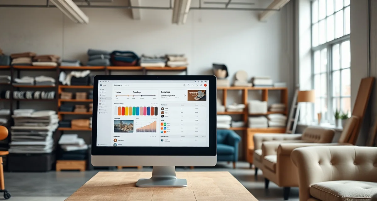 Upholstery job tracking system dashboard Digital job management software interface for upholstery shops displaying real-time job tracking and customer status updates