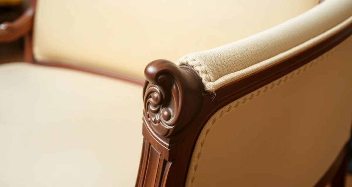 Hand-stitching Victorian settee show-wood frames Victorian settee with carved show-wood frame demonstrating hand-stitched upholstery technique for show-wood restoration