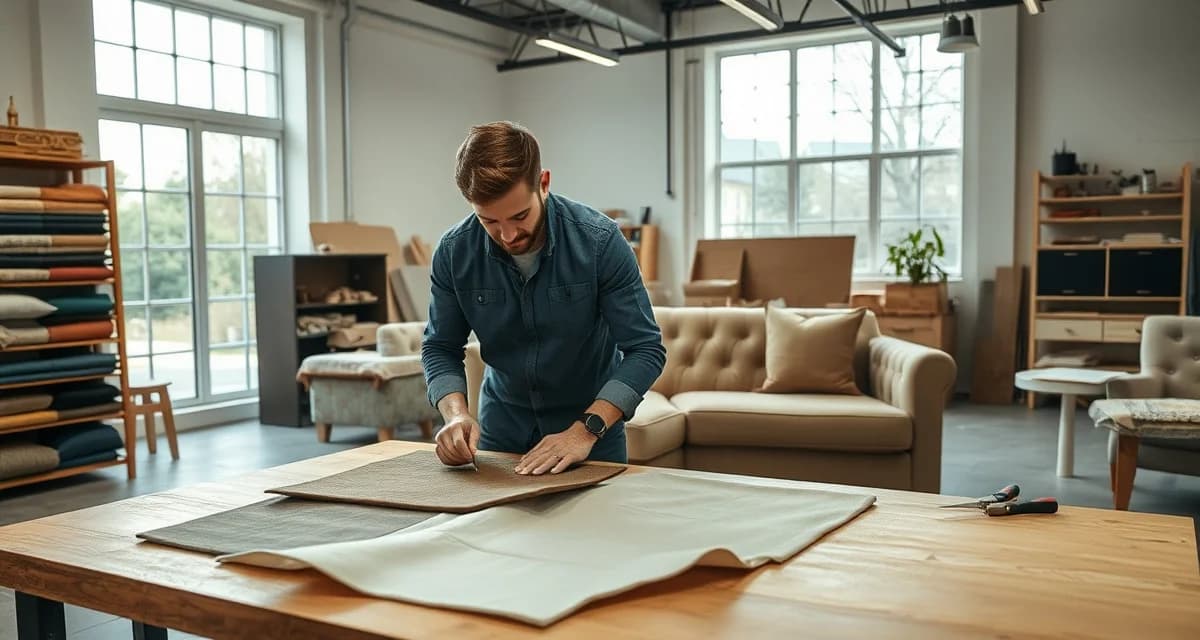 West Coast upholstery reupholstering cost comparison Professional upholstery reupholstering work on a luxury sofa in a high-end West Coast workshop with premium fabrics and materials.