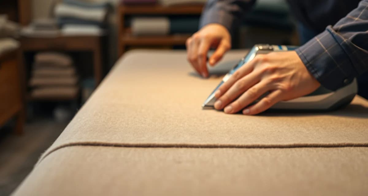 Expert wool pressing and seam methods for upholstery Professional wool upholstery seaming and pressing technique showing flat seams on premium natural fiber fabric